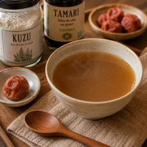 ume-sho-kuzu ume-ta-kuzu kuzu umeboshi tamari shoyu remedio macrobiótico remedios tradicionales macrobiótica cocina macrobiótica receta macrobiótica remedios naturales salud digestiva digestión natural medicina natural cocina natural alimentación saludable remedios caseros bebida medicinal remedio digestivo sistema inmunitario remedios orientales cocina japonesa saludable.
